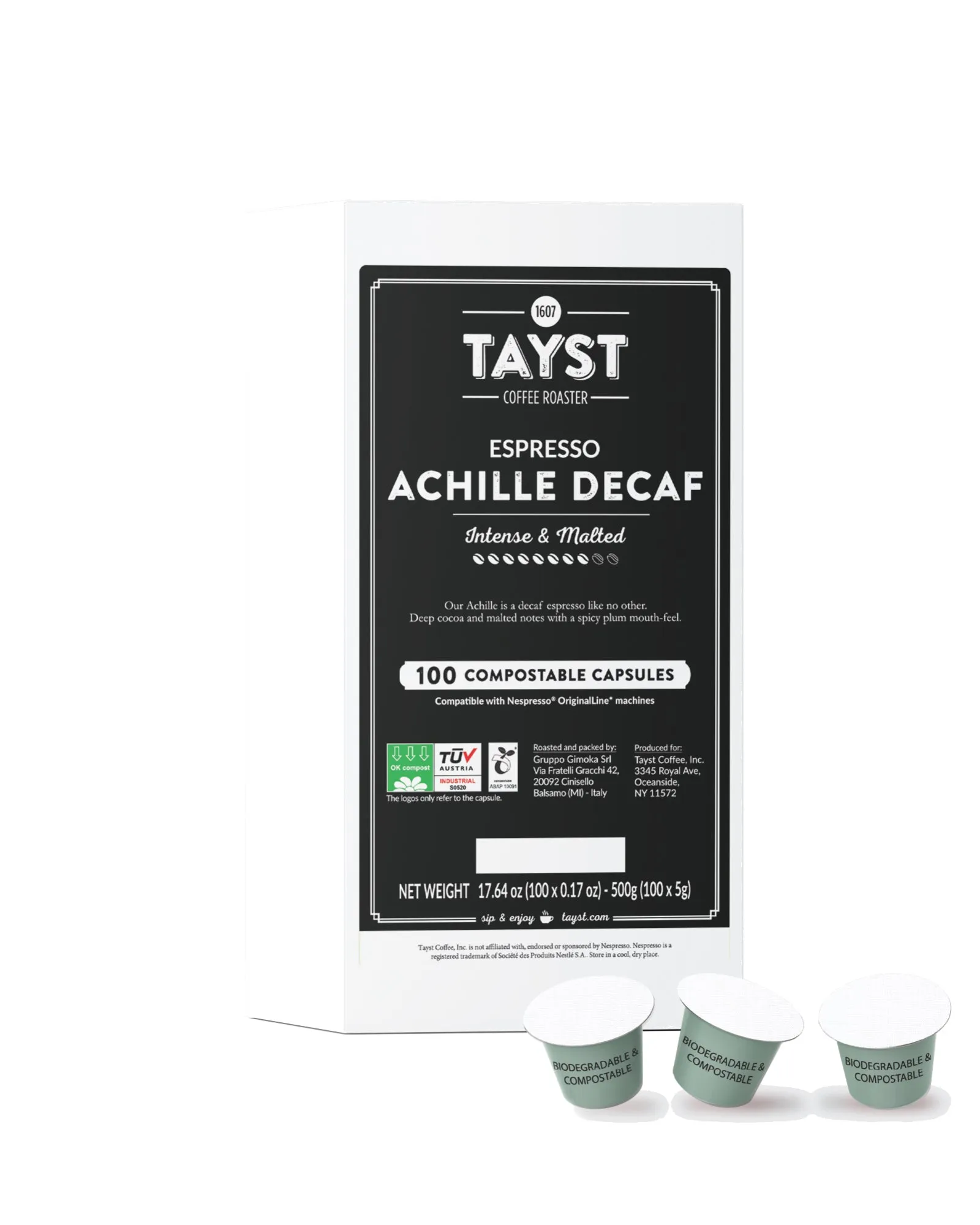 Compostable Espresso Capsules for Nespresso Machines - Box of 100