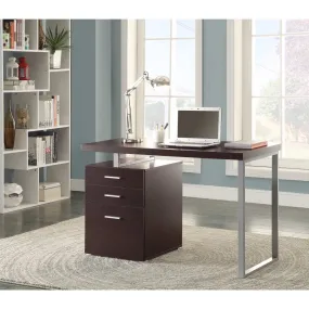 Contemporary Style Office Desk With File Drawer, Brown By Benzara