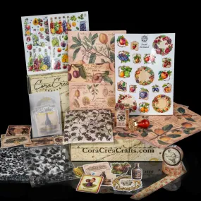 CoraCreaCrafts Vintage Crafts Supplies Box - Vineyards & Orchards