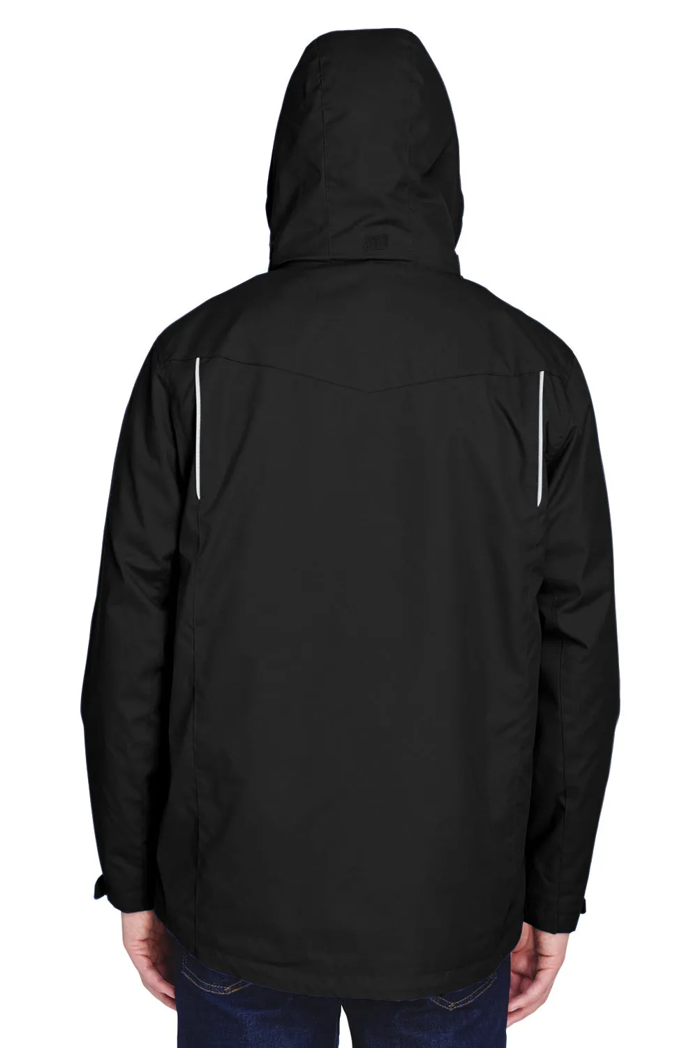 Core 365 Mens Region 3-in-1 Water Resistant Full Zip Hooded Jacket - Black
