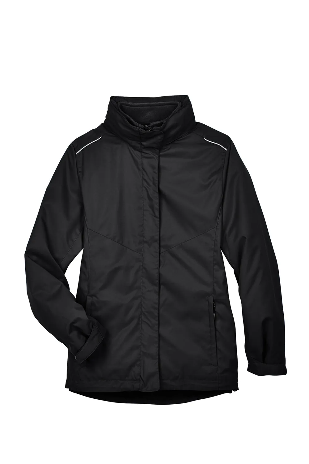 Core 365 Womens Region 3-in-1 Water Resistant Full Zip Hooded Jacket - Black