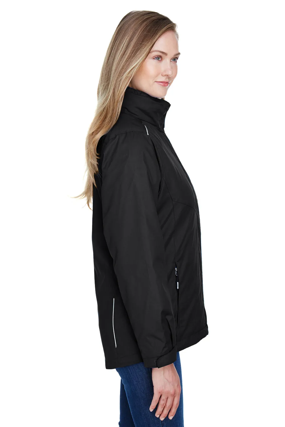 Core 365 Womens Region 3-in-1 Water Resistant Full Zip Hooded Jacket - Black