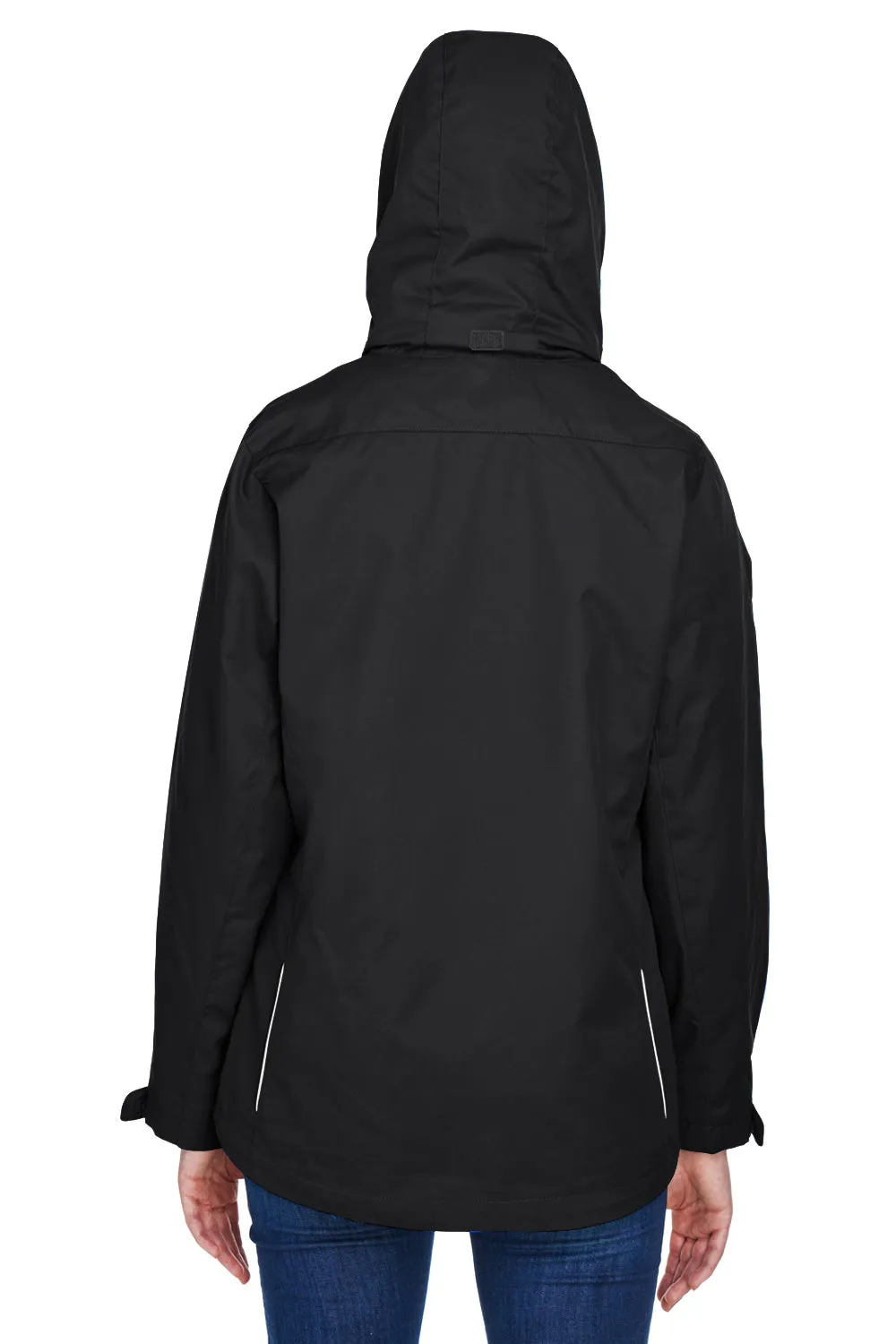 Core 365 Womens Region 3-in-1 Water Resistant Full Zip Hooded Jacket - Black