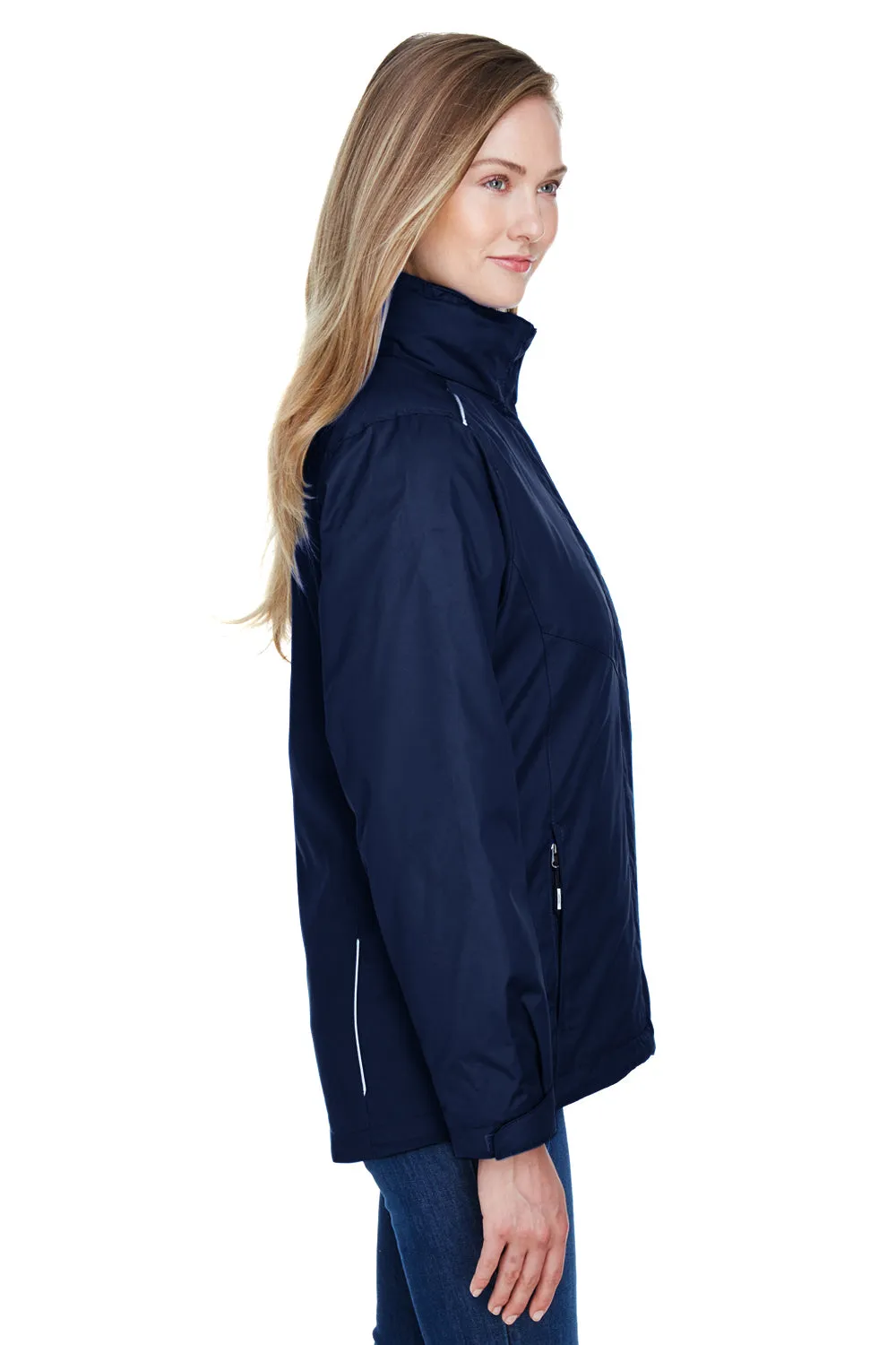 Core 365 Womens Region 3-in-1 Water Resistant Full Zip Hooded Jacket - Classic Navy Blue