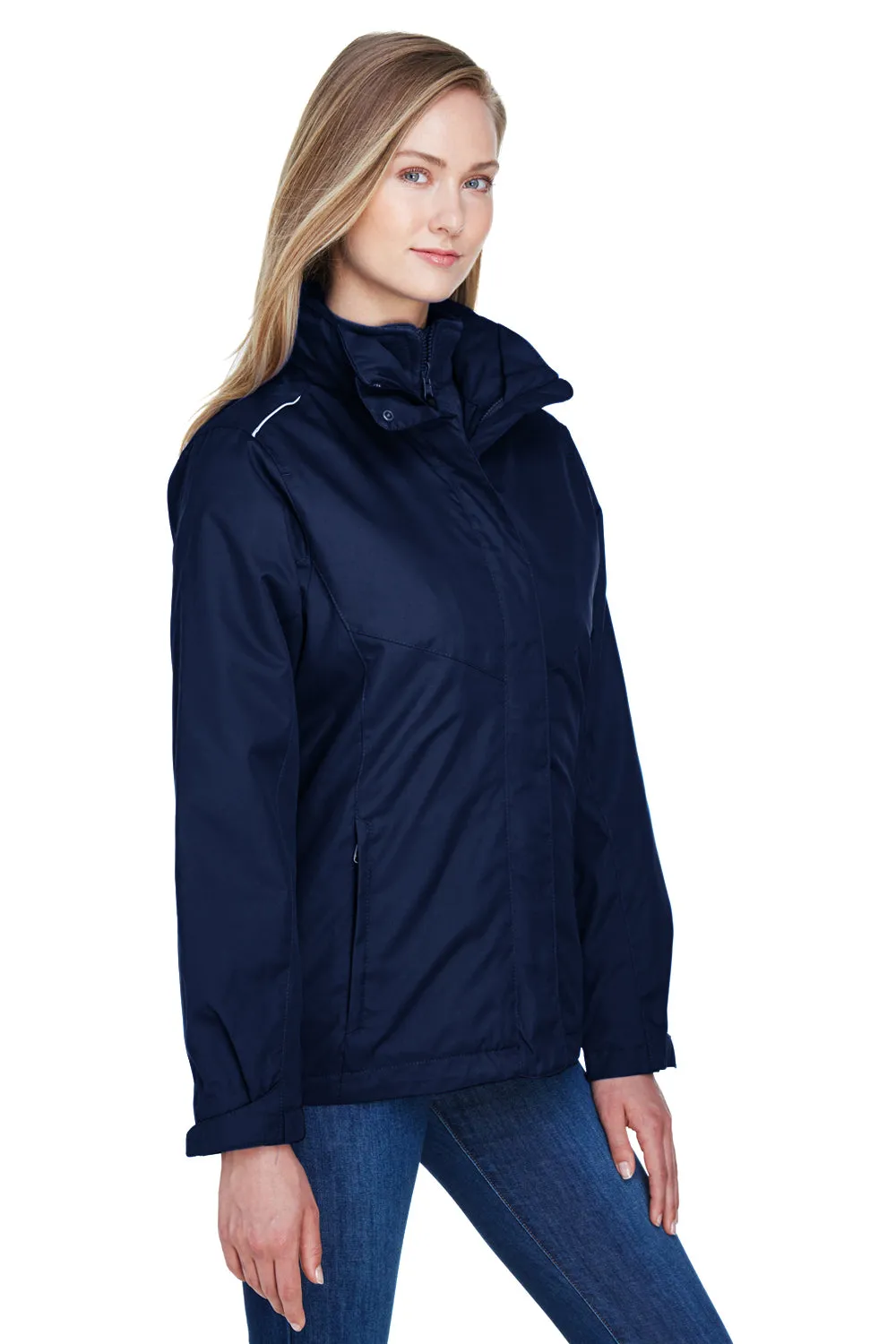 Core 365 Womens Region 3-in-1 Water Resistant Full Zip Hooded Jacket - Classic Navy Blue