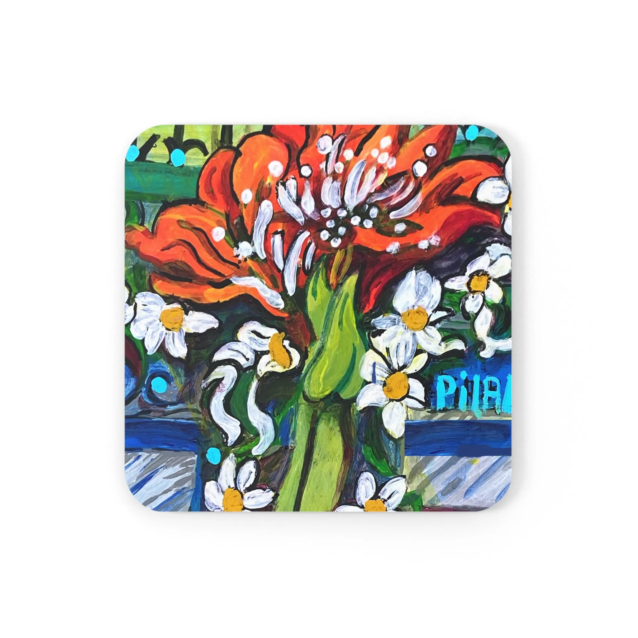 Corkwood Coaster Set - Winter Amaryllis
