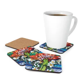 Corkwood Coaster Set - Winter Amaryllis