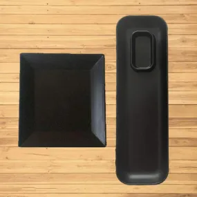 Decornt Serving Platter & Chat Plate Snack Plate - Acrylic Matte Finish - Set of 4 – Black Color (Serving Platter -2 Pieces - Rectangular & Chat Plate - 2Pieces - Square Shape)