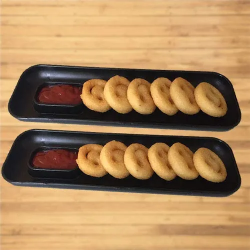 Decornt Serving Platter & Chat Plate Snack Plate - Acrylic Matte Finish - Set of 4 – Black Color (Serving Platter -2 Pieces - Rectangular & Chat Plate - 2Pieces - Square Shape)