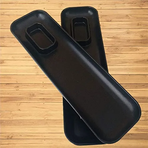 Decornt Serving Platter & Chat Plate Snack Plate - Acrylic Matte Finish - Set of 4 – Black Color (Serving Platter -2 Pieces - Rectangular & Chat Plate - 2Pieces - Square Shape)
