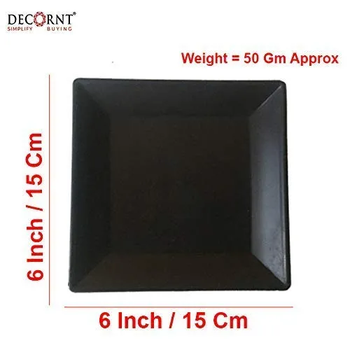 Decornt Serving Platter & Chat Plate Snack Plate - Acrylic Matte Finish - Set of 4 – Black Color (Serving Platter -2 Pieces - Rectangular & Chat Plate - 2Pieces - Square Shape)