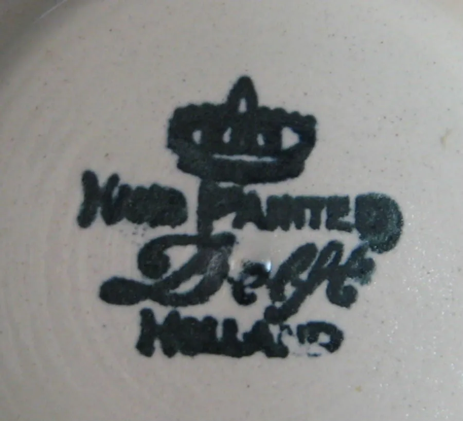Delft Butter Pat Windmill Teabag Caddy Blue And White 1950s Small Plate Ring Dish