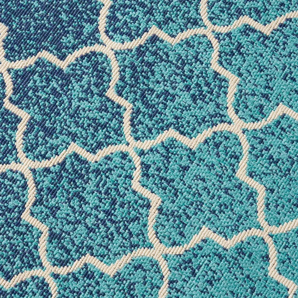 Dian Area Rug, 8 x 10, Power Loom Ivory Blue Ombre Patterns, Indoor Outdoor By Casagear Home