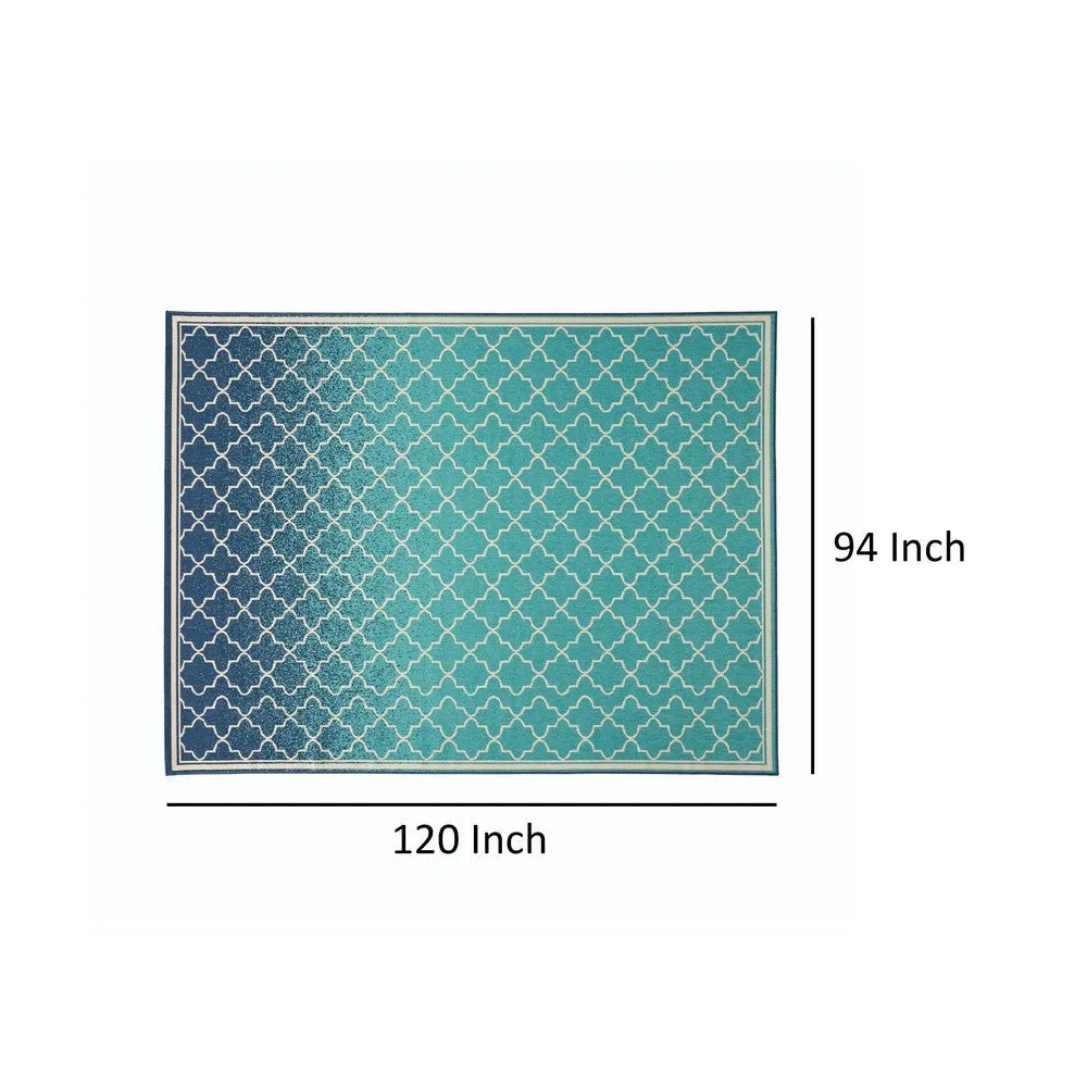 Dian Area Rug, 8 x 10, Power Loom Ivory Blue Ombre Patterns, Indoor Outdoor By Casagear Home