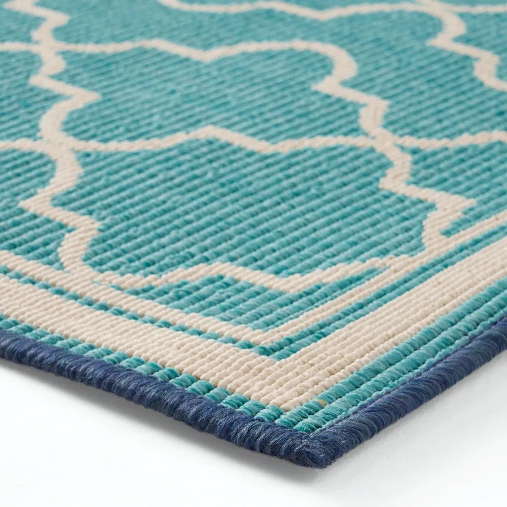Dian Area Rug, 8 x 10, Power Loom Ivory Blue Ombre Patterns, Indoor Outdoor By Casagear Home