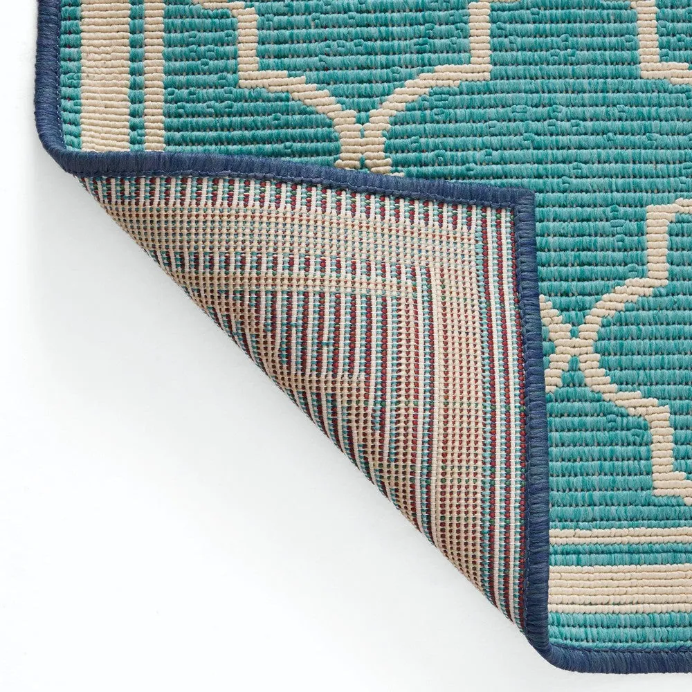 Dian Area Rug, 8 x 10, Power Loom Ivory Blue Ombre Patterns, Indoor Outdoor By Casagear Home