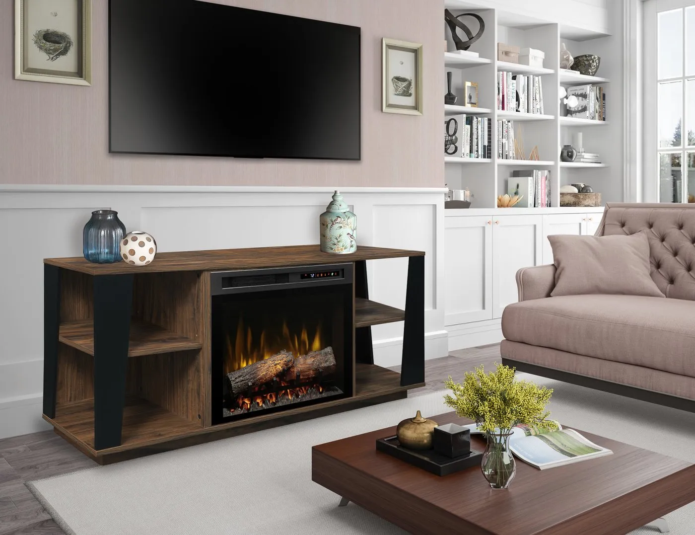 Dimplex Arlo Media Console Electric Fireplace With Logs