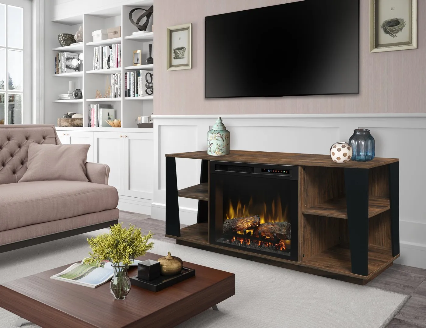 Dimplex Arlo Media Console Electric Fireplace With Logs
