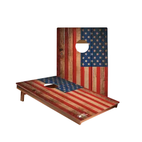Distressed Wood Flag Backyard 2300 Cornhole Boards