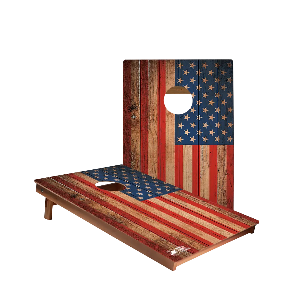 Distressed Wood Flag Backyard 2300 Cornhole Boards