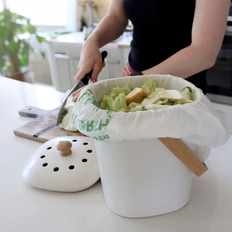 Ecopack Compost Bin Set: Kitchen Compost Bin   8L Compostable Bin Liners (4 Rolls/120 Bags)