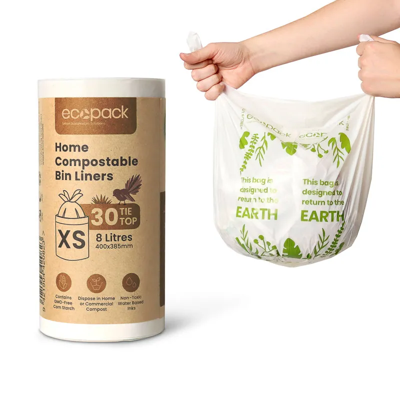 Ecopack Compost Bin Set: Kitchen Compost Bin   8L Compostable Bin Liners (4 Rolls/120 Bags)