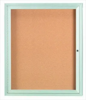 Enclosed Indoor 30"x36" One Door Satin Anodized Finish Aluminum Cork Bulletin Board