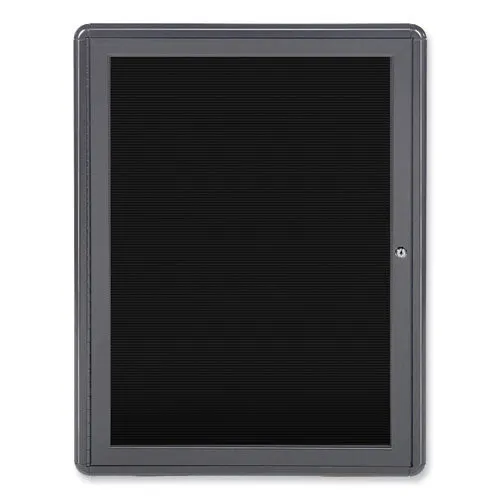 Enclosed Letterboard, 24.13" X 33.75", Black Surface, Powder-coated Gray Aluminum Frame