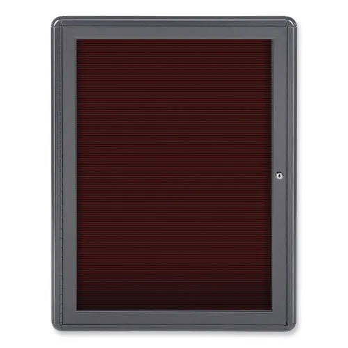 Enclosed Letterboard, 24.13" X 33.75", Burgundy Surface, Powder-coated Gray Aluminum Frame