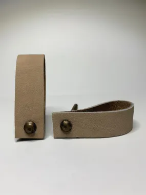 Faux Leather Loop Drawer Pulls In Tan or Brown 2.60 Inch Loop