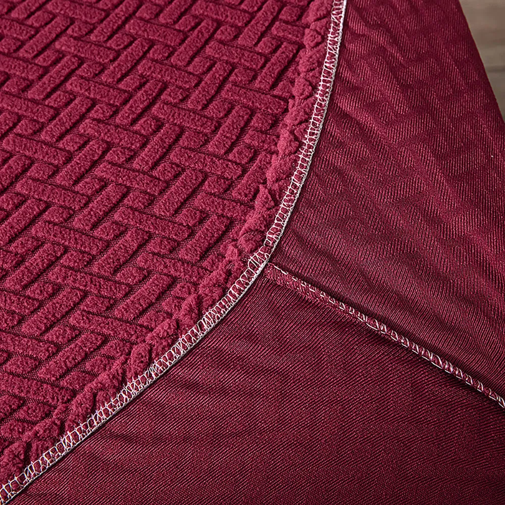 Flocked Fleece Solid Color Stretch Chair Cover