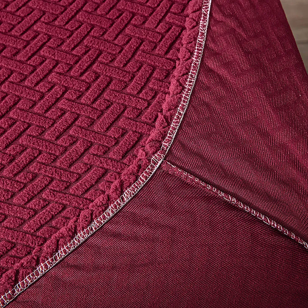 Flocked Fleece Solid Color Stretch Chair Cover