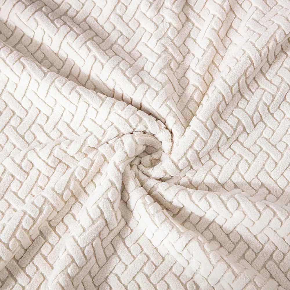 Flocked Fleece Solid Color Stretch Chair Cover