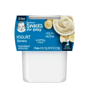Gerber Yogurt Blends, Banana, 4 oz Cups, 2 Count