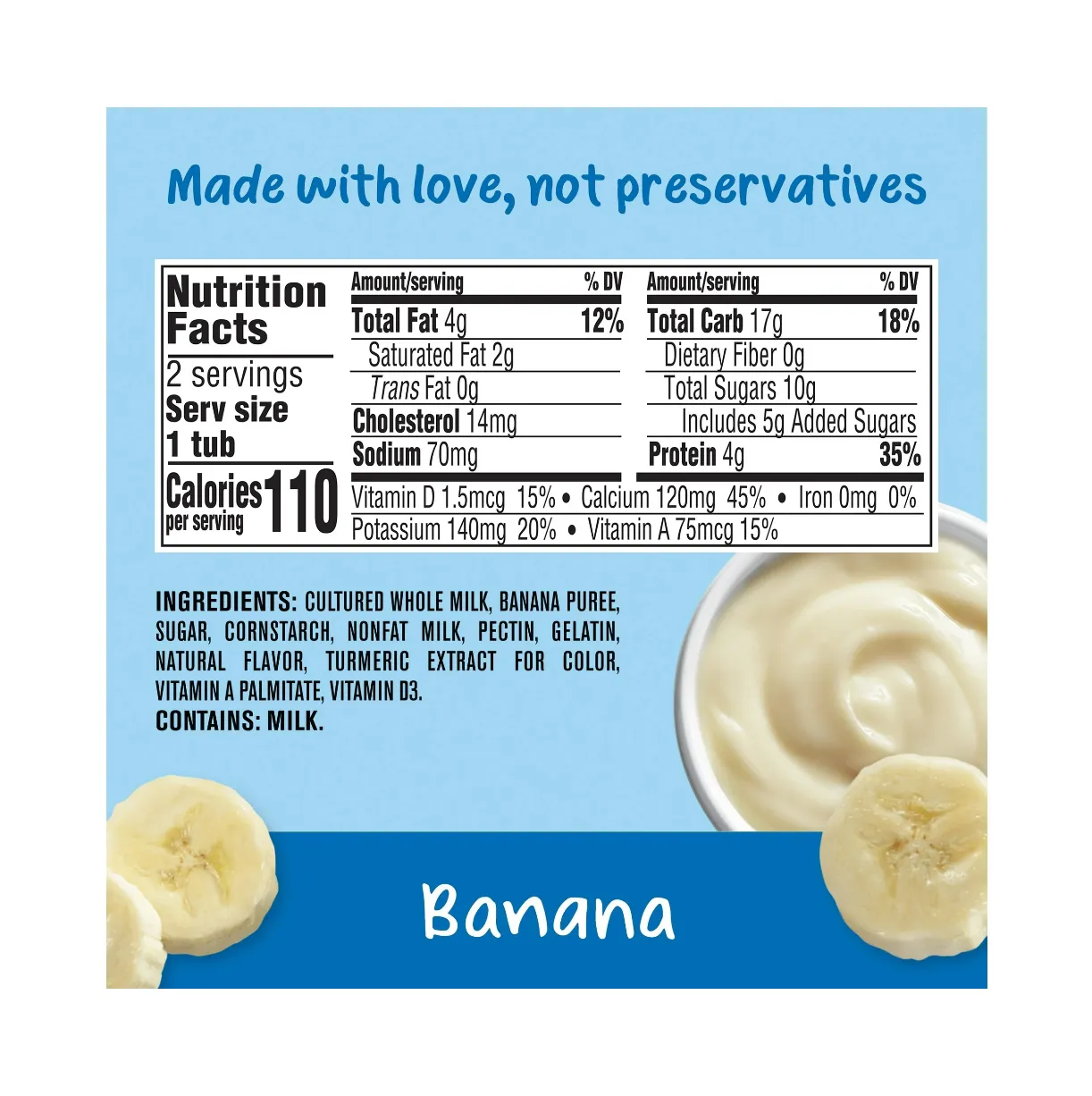 Gerber Yogurt Blends, Banana, 4 oz Cups, 2 Count