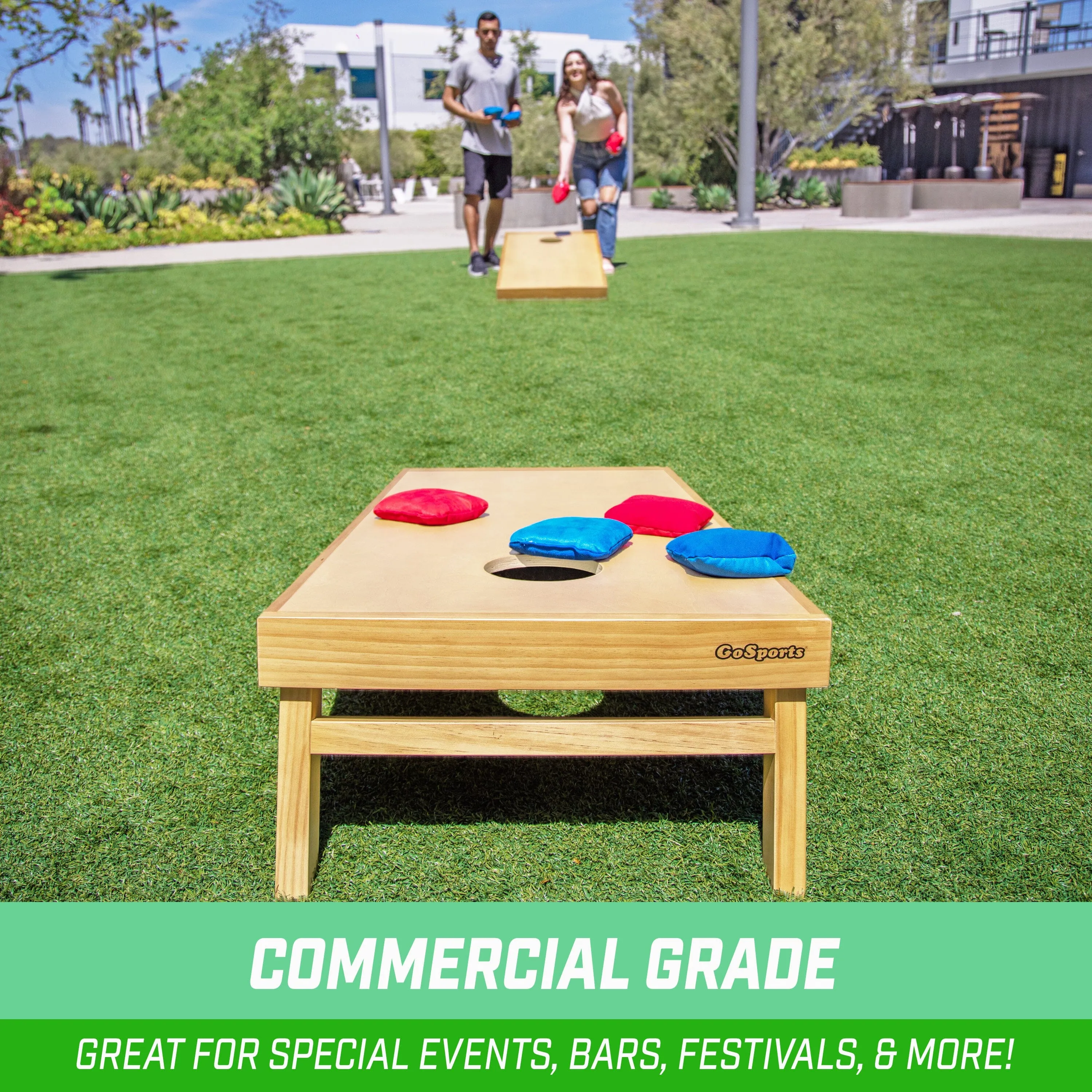 GoSports 4 ft x 2 ft Commercial Grade Cornhole Boards Set - Natural