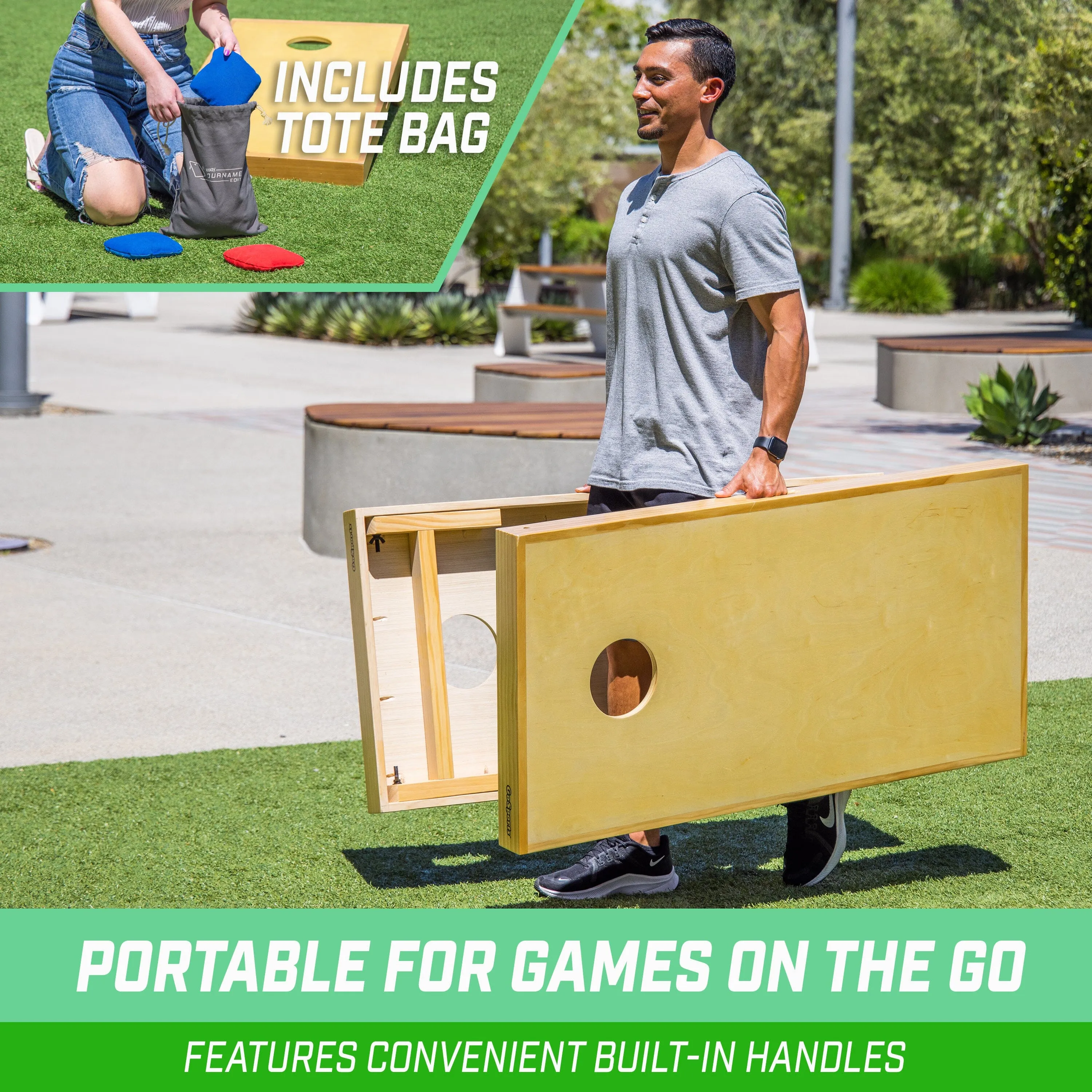 GoSports 4 ft x 2 ft Commercial Grade Cornhole Boards Set - Natural