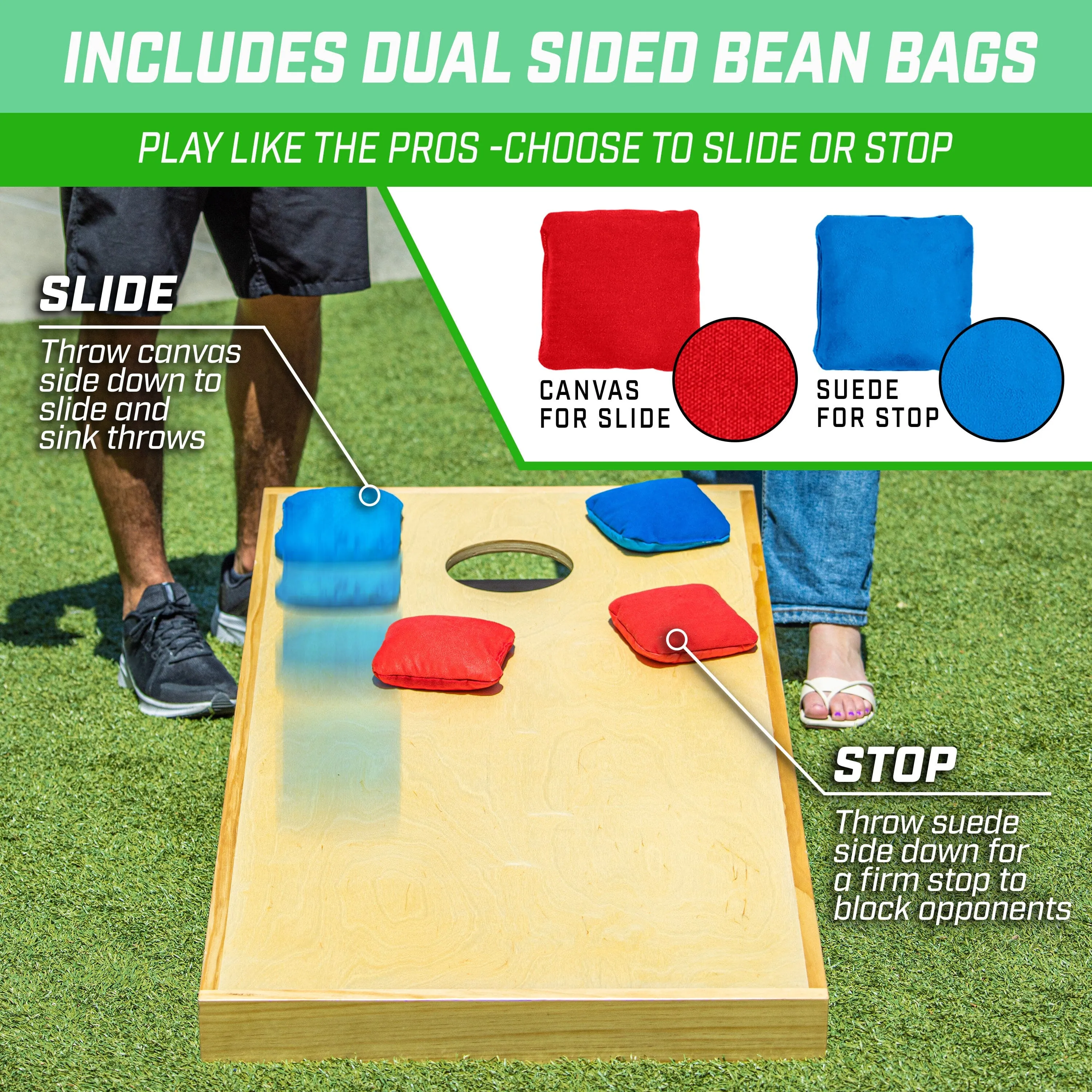 GoSports 4 ft x 2 ft Commercial Grade Cornhole Boards Set - Natural