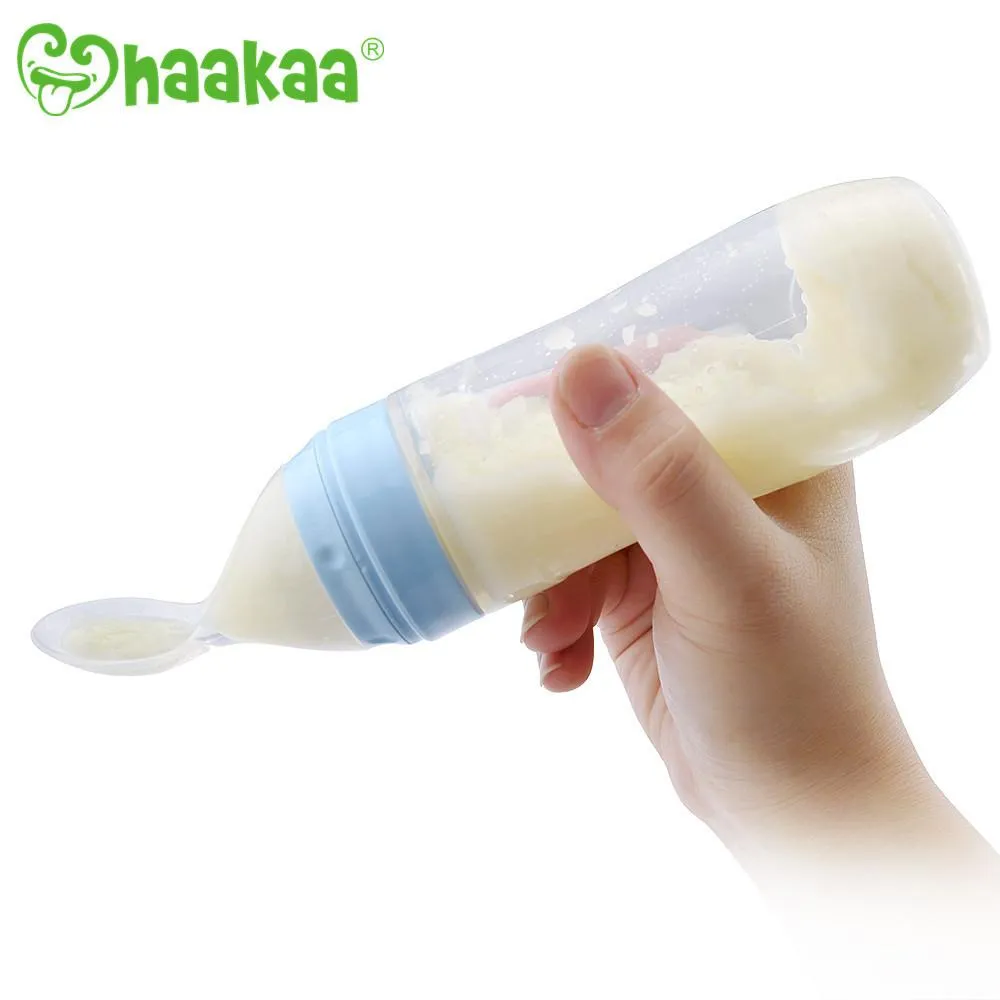 Haakaa Silicone Baby Food Dispensing Spoon with Cap / Grey