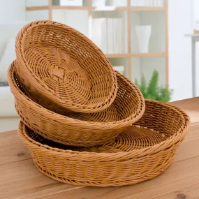 Handwoven Round Rattan Bread Tray | Rattan Storage Tray | Wedding Gift | Breakfast Table Tray | Bowl Tray | Straw Tray