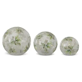 Holly Glittered LED  Tabletop Glass Globes with Timers
