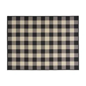 Ina Area Rug, Indoor Outdoor 8 x 10 Rectangular, Black Beige Gray Checkers By Casagear Home