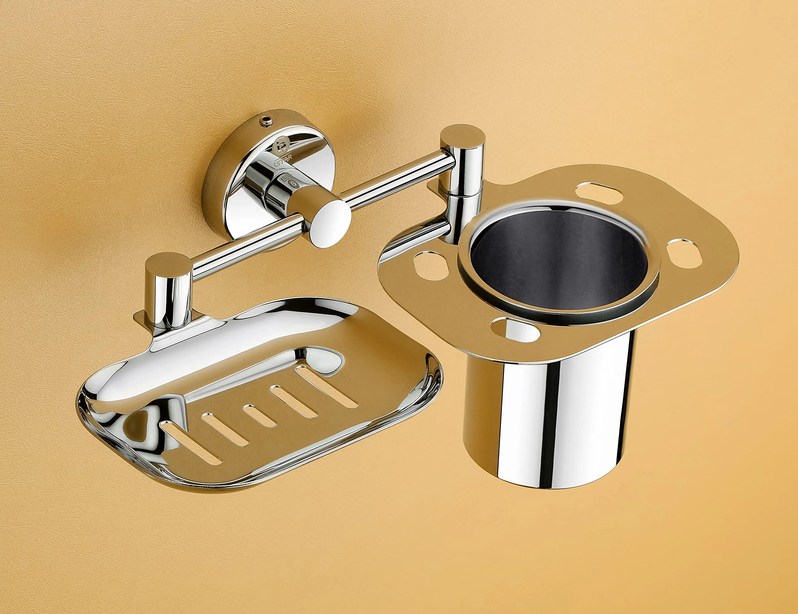 iSTAR Stainless Steel 304 Grade 3 in 1 Soap Dish with Tumbler Holder/Soap Stand/Tooth Brush Holder/Bathroom Accessories (Silver)