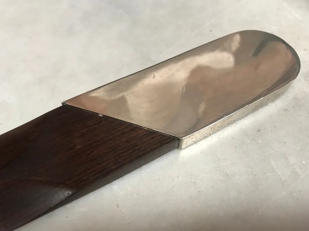 Italian Silver Plate and Black Wood Turner Letter Opener, 1970s