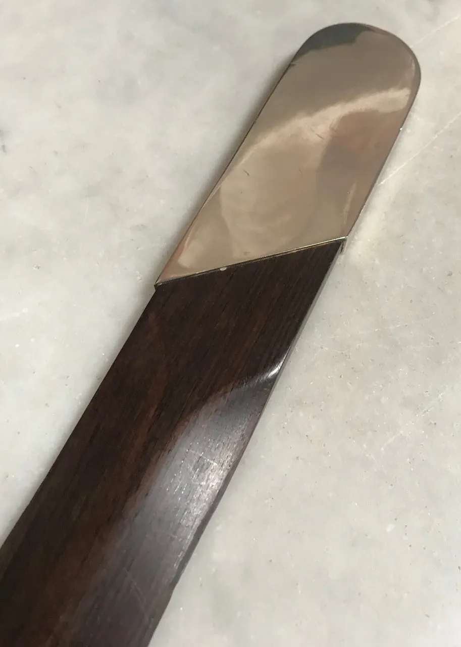 Italian Silver Plate and Black Wood Turner Letter Opener, 1970s