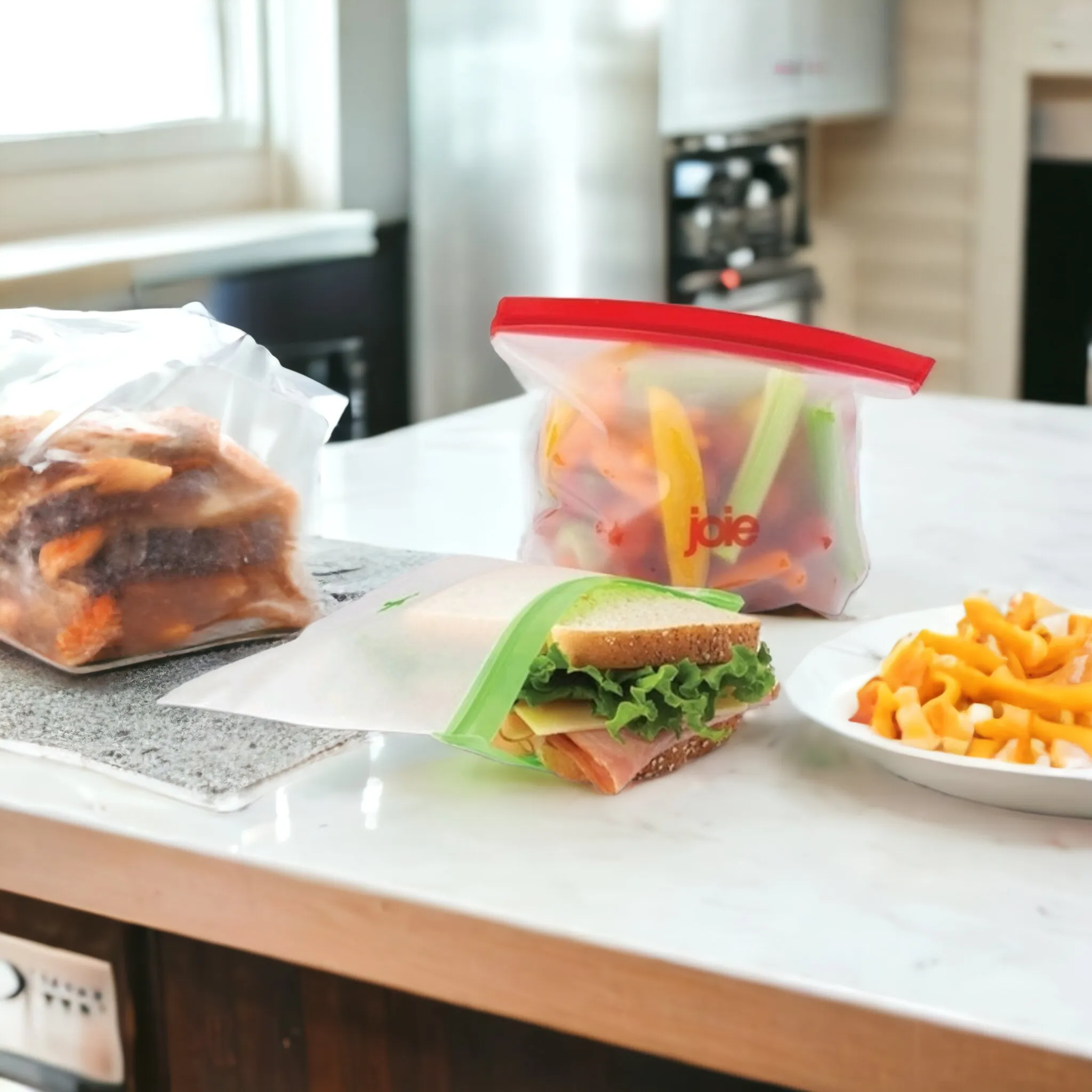 Joie Silicone Feezer Bag Reusable Snack Bag with Double Seal Closure 10pc Set 15281