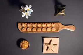 KRAFTLYTOUCH Wooden Platter Serving Tray || Salad Tray || Snack Tray || Food Safe || Acacia Wood