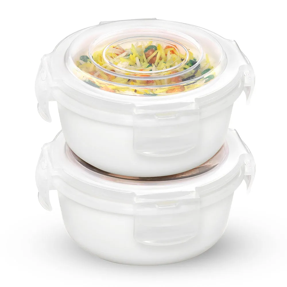 Larah By Borosil White Klip N Store Storage Container