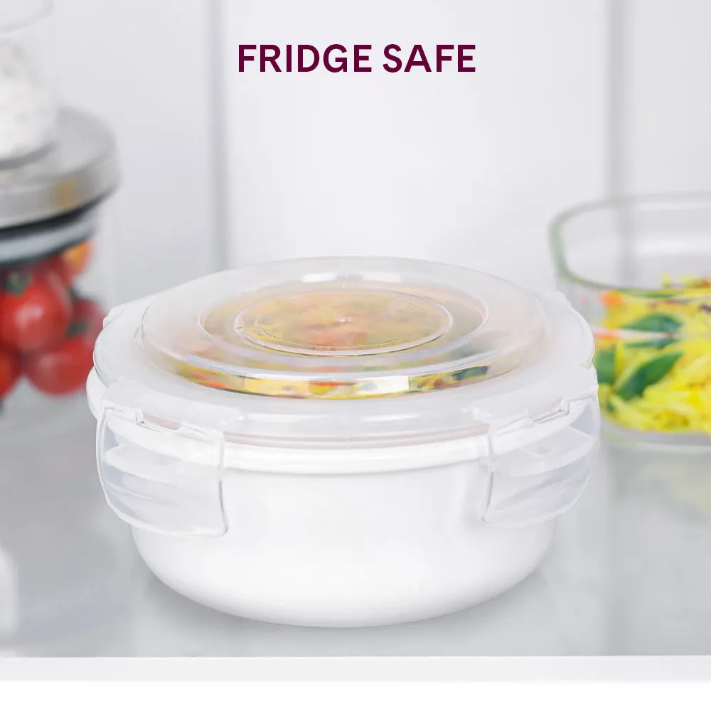 Larah By Borosil White Klip N Store Storage Container