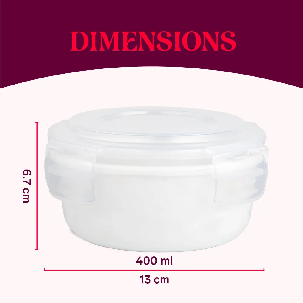 Larah By Borosil White Klip N Store Storage Container